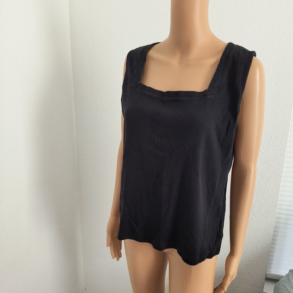 Jones New York Black Square Neck Tank